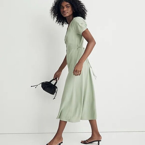 NWT Madewell Leedra Button-Front Midi Dress in Gatehouse Green Size 8 - Picture 7 of 9